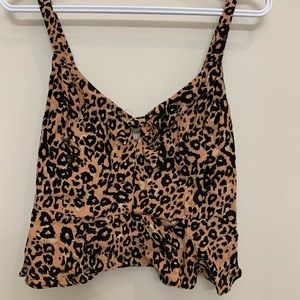 Wilfred Bow Tank in Animal Print: Almond/Black